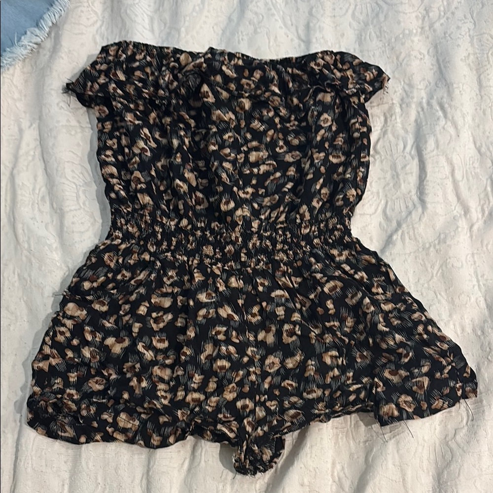 Chic Black and Brown Patterned Romper